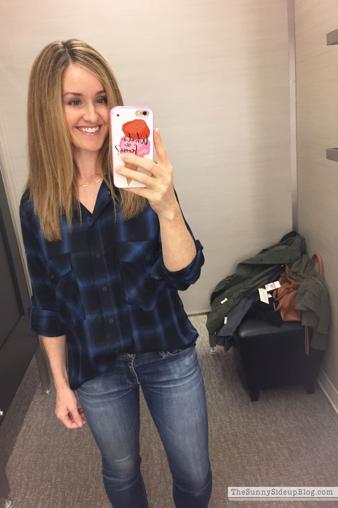 blue-and-black-plaid-shirt