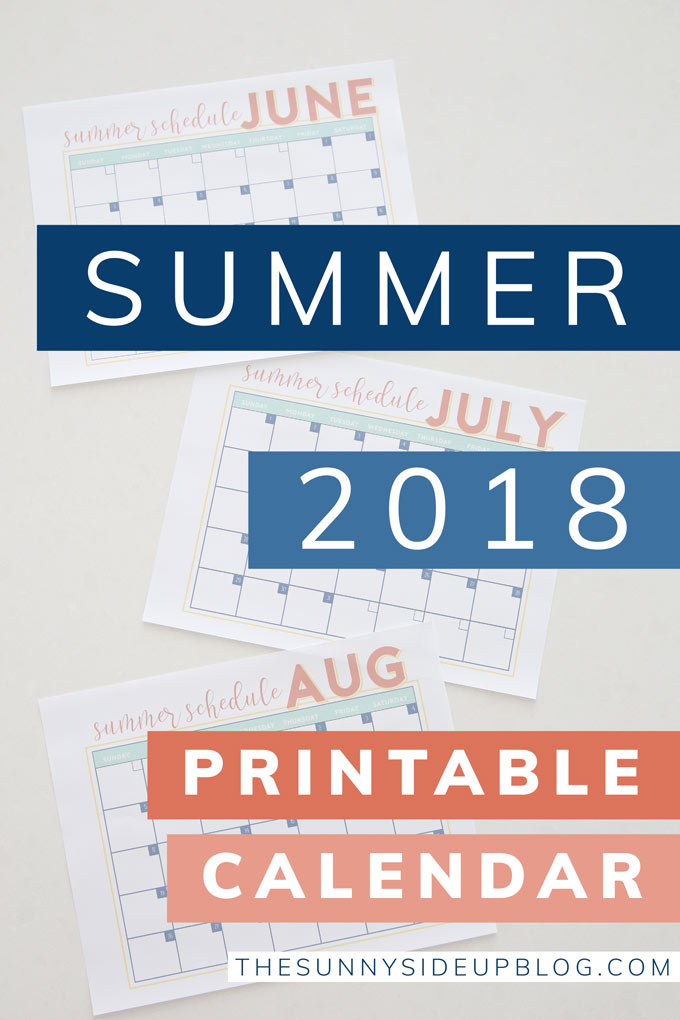 2018 Summer Calendar - Free Printable! (Sunny Lifestyles) 