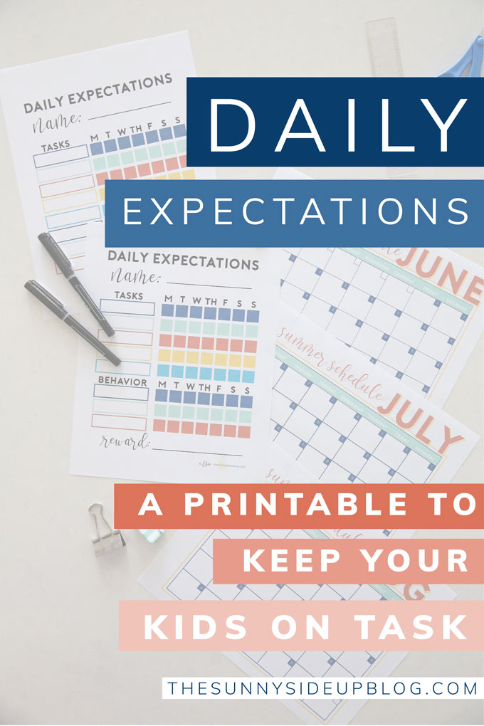 Daily Expectations - a free printable to keep your kids on task! (Sunny Lifestyles)